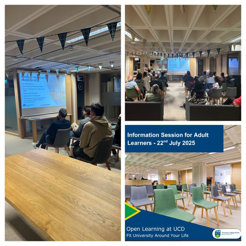 collage of presenters and attendees at UCD Access and Lifelong Learning Centre Lifelong Learning Information Session